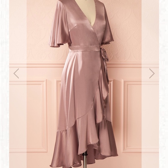Satin Lilac Yrel Lilas Wrap Dress - Picture 2 of 12